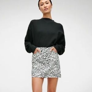 7 For All Mankind White & Black Asymmetrical Mini Denim Skirt
